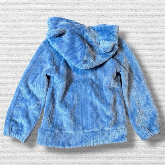 Laughing Llama Velour Cable Knit Print Pull Over Bear Ear Hoodie 24m Blue Kanga - Picture 5 of 5